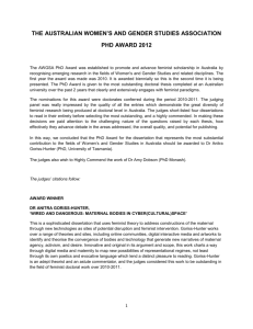 AWGSA PhD Award Judges` Citations 2012