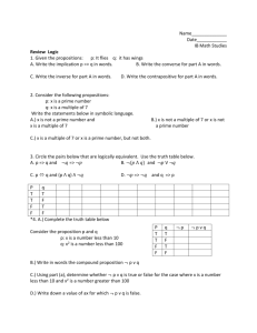 Test 4 Review Sets and Logic