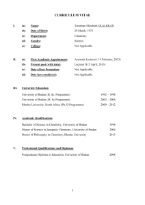 CV - Science - University of Ibadan