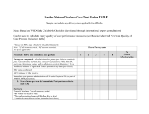 Routine Maternal Newborn Care Chart Review TABLE