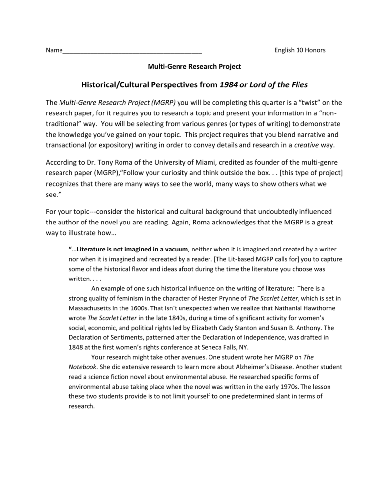 Multi Genre Project Ideas Examples And Forms