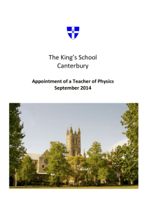 Appointment of a Teacher of Physics September 2014