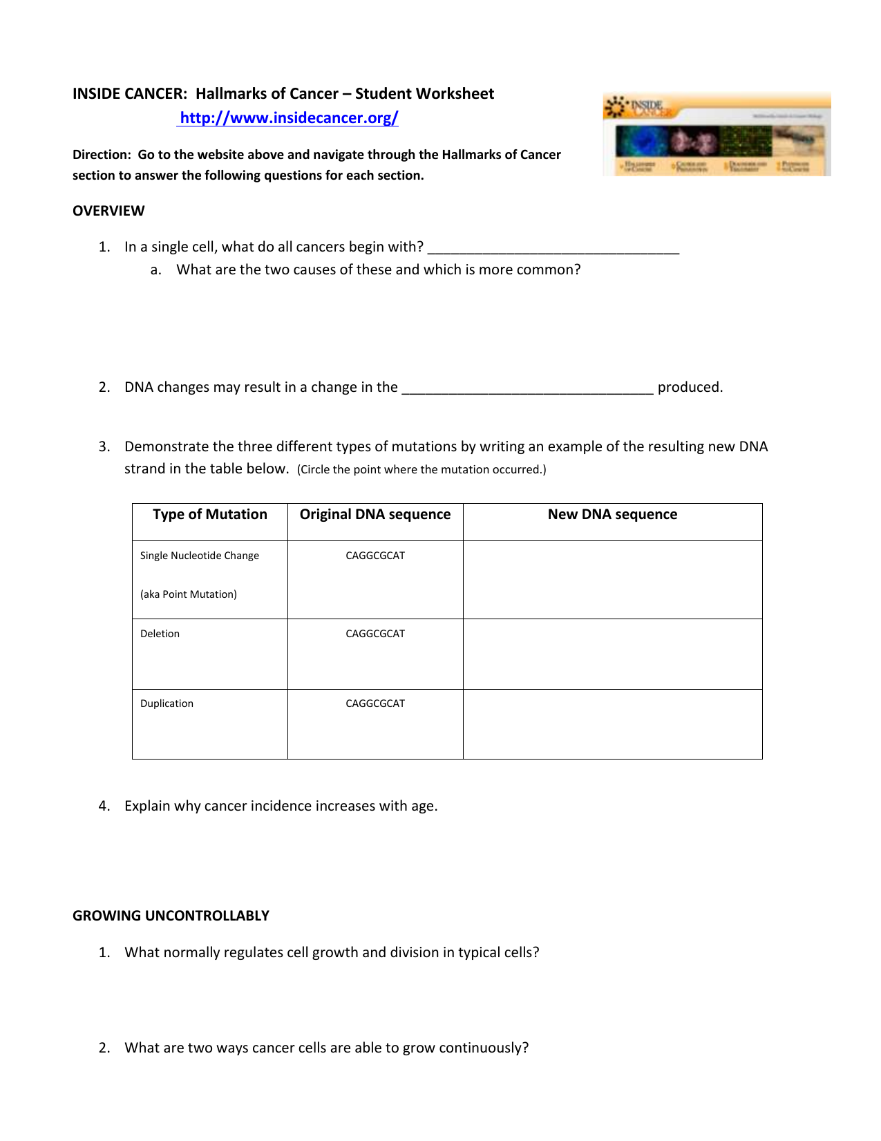 30 Cancer Worksheet Answer Key - Notutahituq Worksheet Information