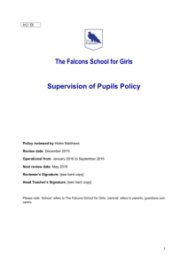 Supervision of Pupils Policy - The Falcons School for Girls