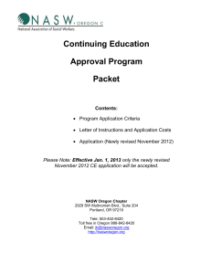 Application for Professional Social Work Continuing Education Credit