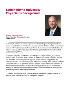 Lenoir-Rhyne University Physician`s Background Jeremy Johnson, MD