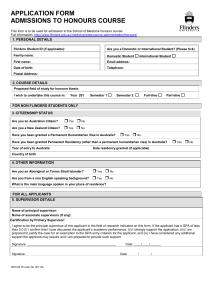 DOMESTIC STUDENT - ADMISSIONS APPLICATION FORMS