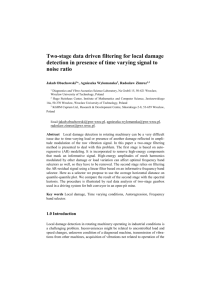 Two-stage data driven filtering for local damage detection in