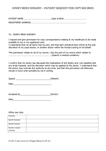 Patient Request for Copy Records form