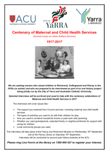 Centenary of Maternal and Child Health Services