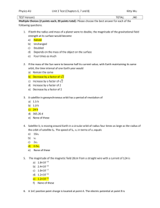 Physics 4U Unit 3 Test (Chapters 6, 7 and 8) Kitty Wu TEST Verson1