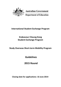 The Endeavour Cheung Kong Student Exchange Program (ECKSEP)