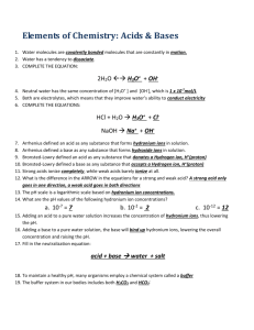 elements of chemistry: acids & bases answers