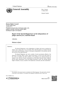 Report of the Special Rapporteur on the independence of judges