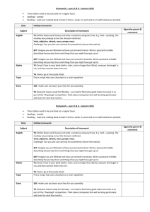 Homework – years 5 & 6 – Autumn 2015 Times tables need to be