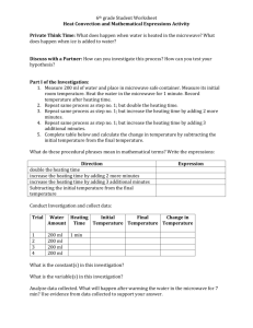 6th grade Student Worksheet Heat Convection and mathematical