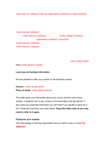 qualifications learning and funding information letter template