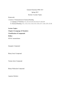 General Chemistry PHS 1015 Spring 2015 Lecture Notes Section 2