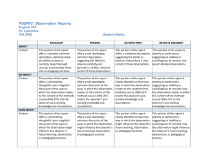 RUBRIC: Observation Reports