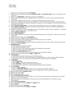 BIOLOGY SEMESTER 1 FINAL REVIEW SHEET What is the