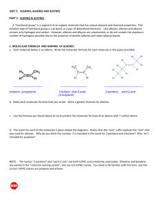 Alkenes, Alkynes packet with homework answers