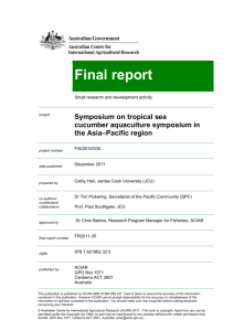 FR2011-35: Tropical sea cucumber aquaculture