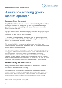 Assurance working group: market operator