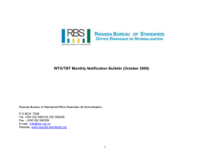 WTO/TBT Monthly Notification Bulletin (October 2009)