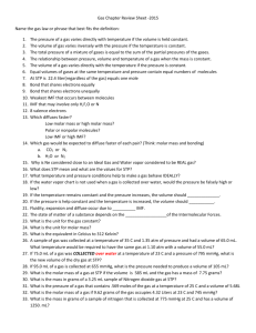 Gas Chapter Review Sheet -2015 Name the gas law or phrase that