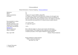 Chloroacetaldehyde Related Information: Chemical Sampling