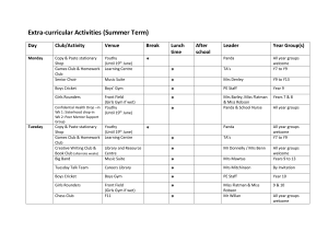 Extra-curricular Activities (Summer Term)