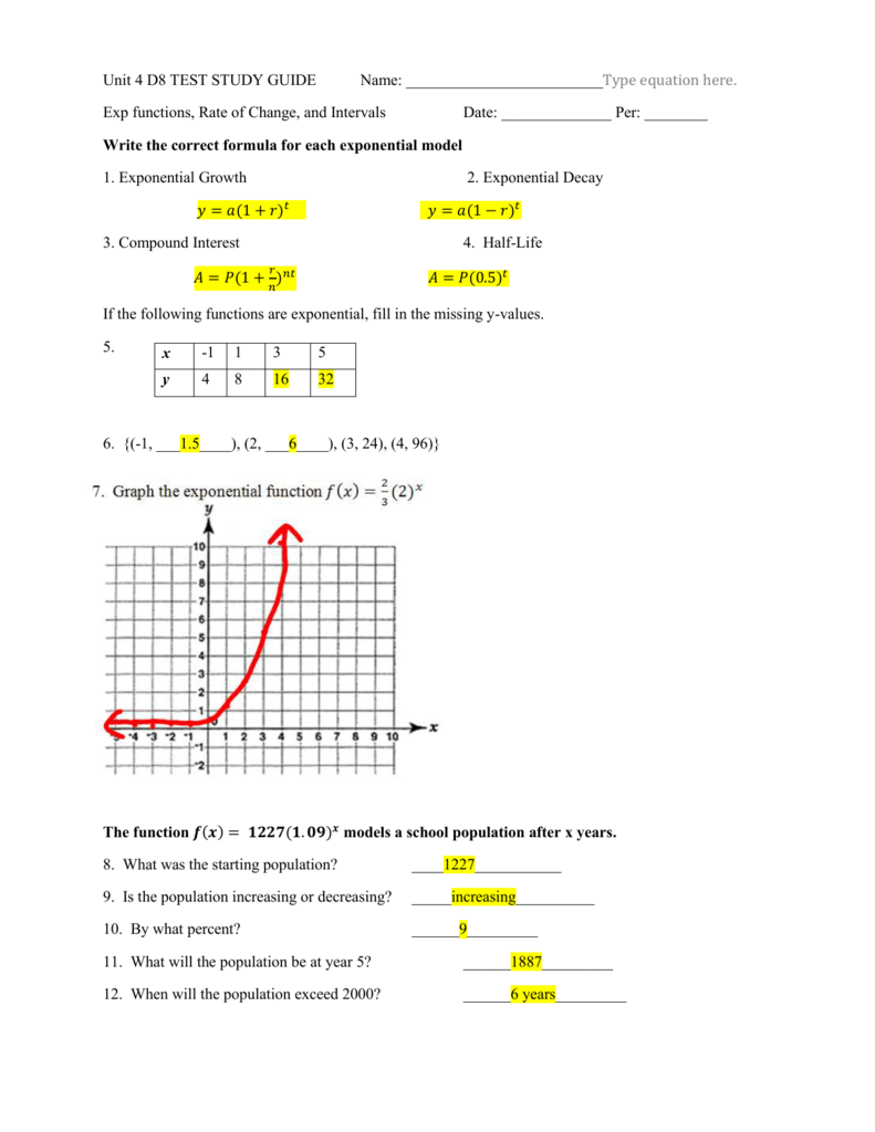 Unit 4 Test 1 Study Guide Key Unit 4 Test 1 Study Guide Key