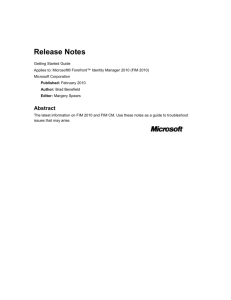Release Notes for Forefront Identity Manager 2010