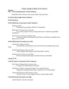 Tentative Schedule for Bodies of Art Conference Thursday: 9:00 – 9