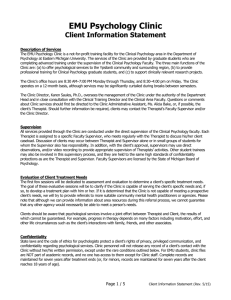 EMU Psychology Clinic Client Information Statement