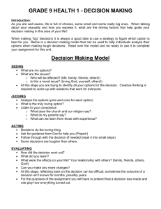 Grade 9 - LEAP - Health 1 - Decision Making Notes and