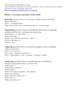 Blooms Taxonomy Math Question Stems