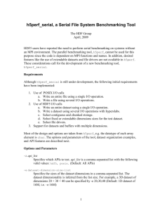 h5perf_serial, a Serial File System Benchmarking