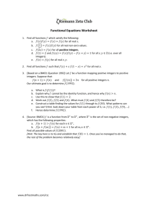RZC Functional Equations Worksheet