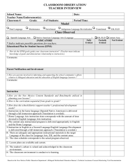 TEACHER FORMAL CLASSROOM OBSERVATION FORM