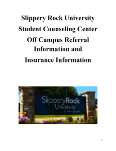 Slippery Rock University Student Counseling Center Off Campus