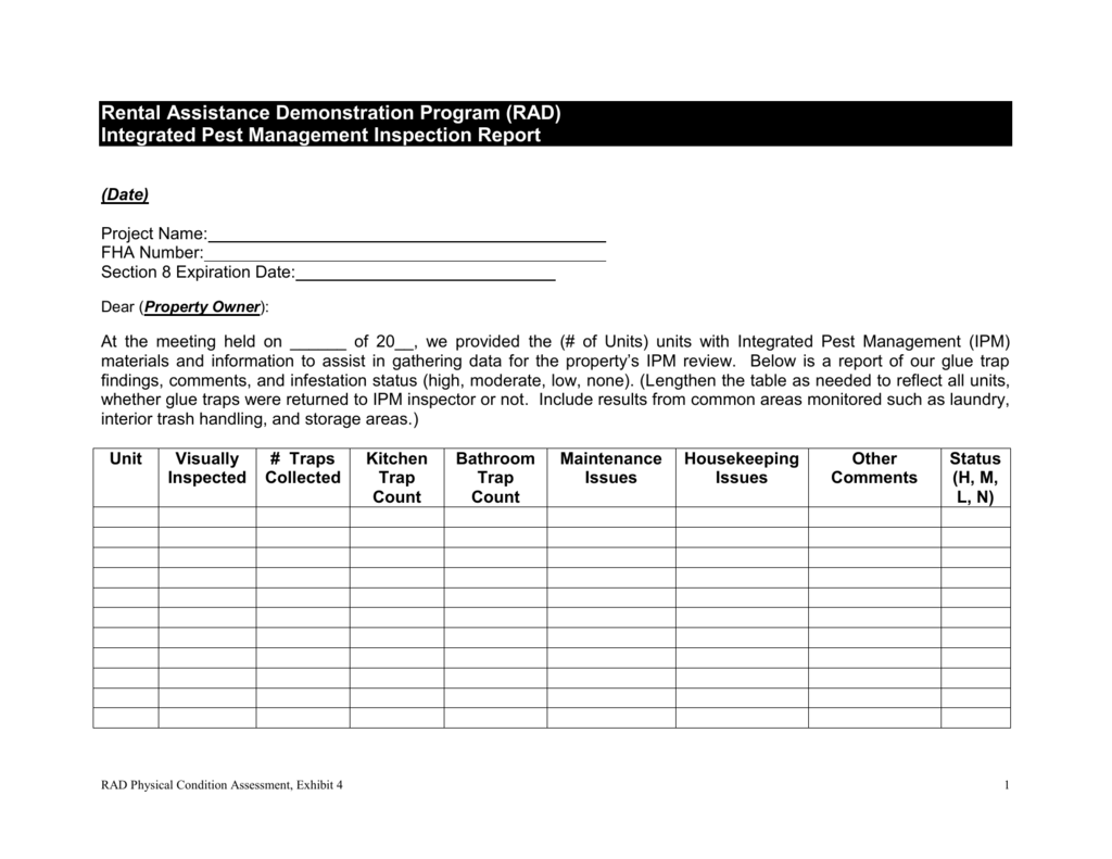 Pest Control Inspection Report Template