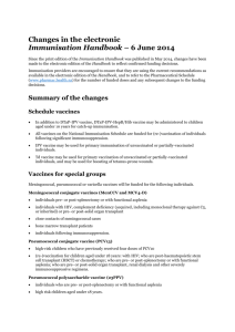 Changes in the electronic Immunisation Handbook – 6 June 2014