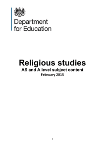 Religious Studies A Level and AS Recommendations