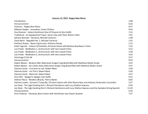 January 13, 2013 Play List "Happy New Music"