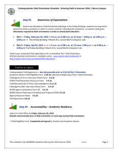 BSW Field Education Application Orientation Schedule, Fall 2009