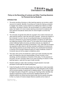 Policy on the Recording of Lectures and Other