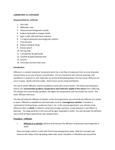 LABORATORY # 6: DIFFUSION Required Material