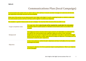 Communications Plan (local Campaign)