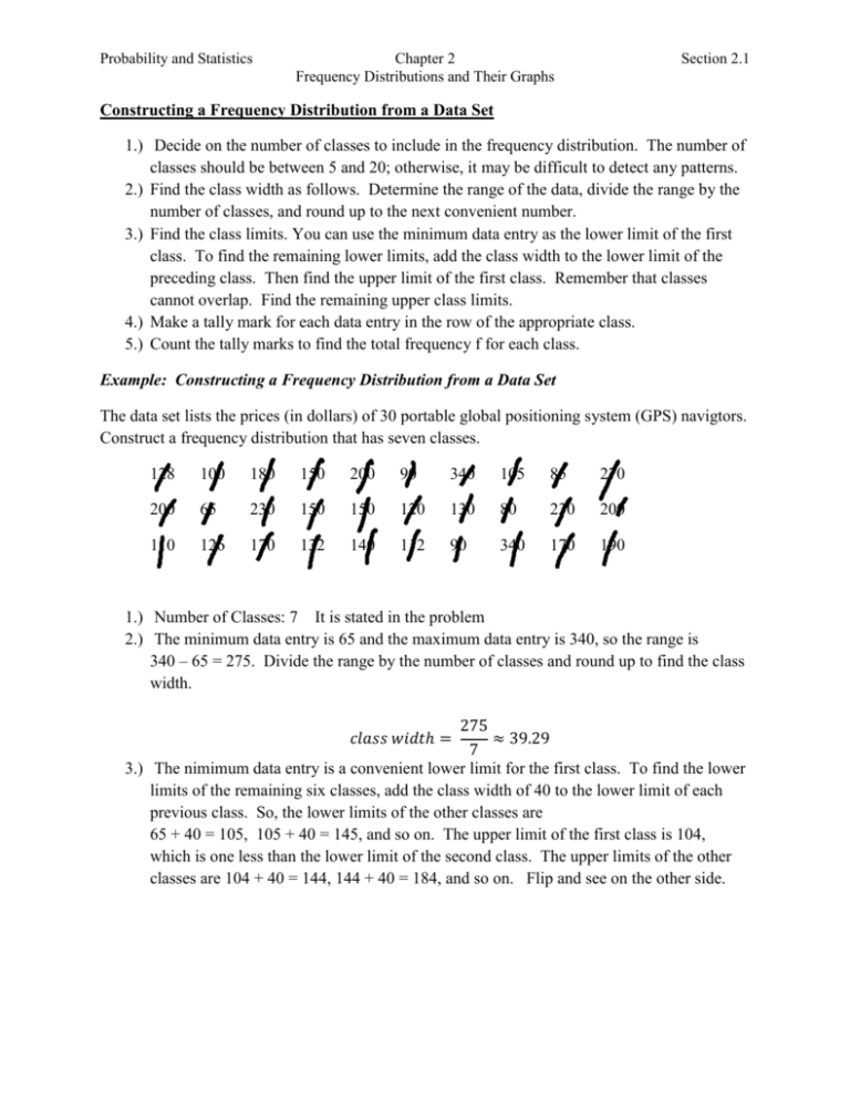 Probability And Statistics Chapter 2 Section 2 1 Frequency